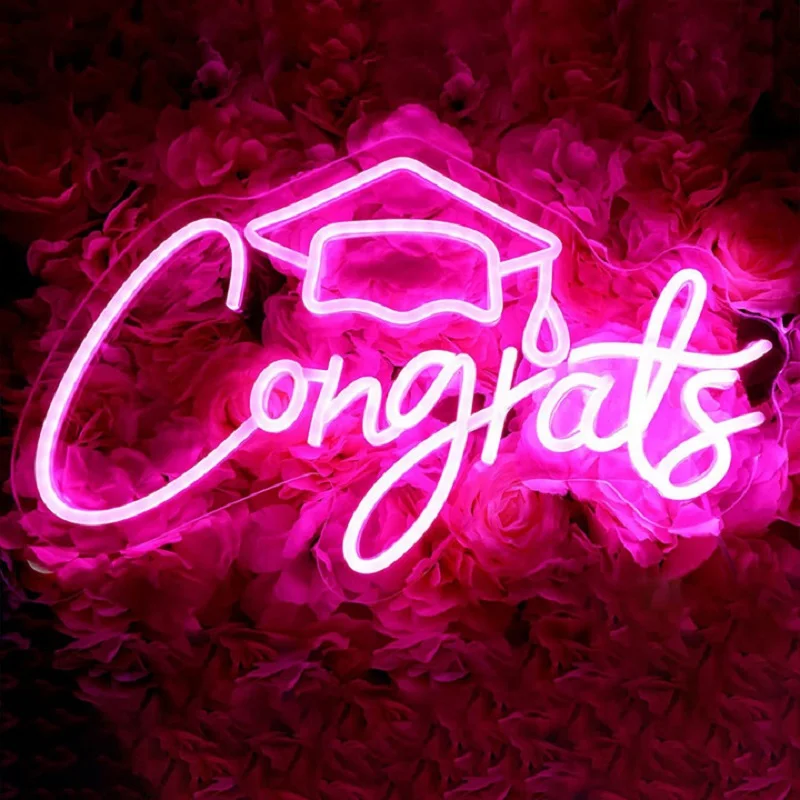 Congrats Neon Sign Neon Sign Custom Light Atmosphere LED Bedroom Shop Party Room Club Bar Home USB Plug Wall Decoration Gift