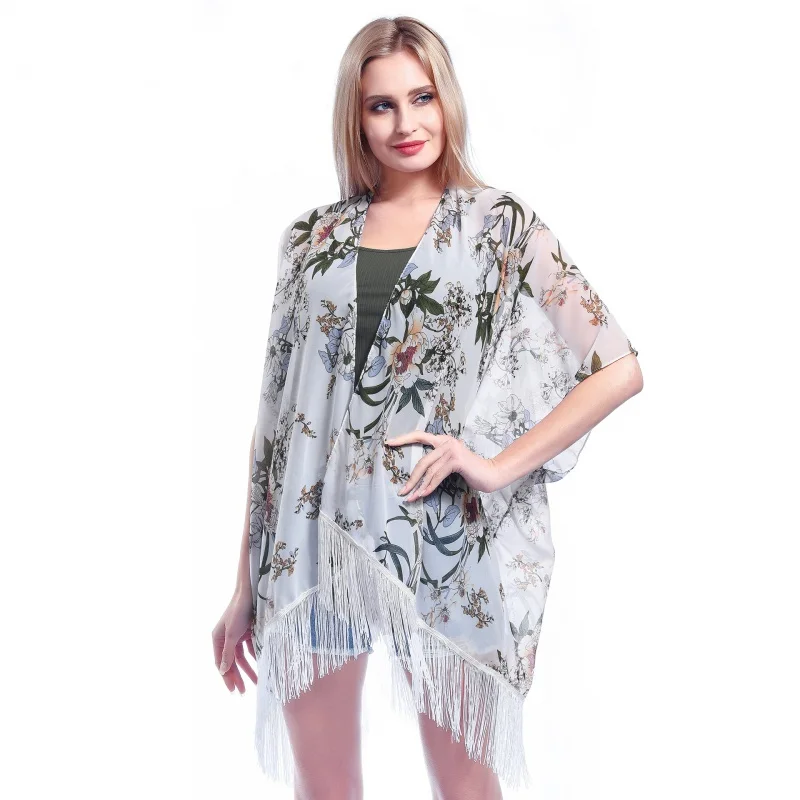 

New Chiffon Shawl Outdoor Sun Protection Clothing Printed Beach Towel Silk Scarves