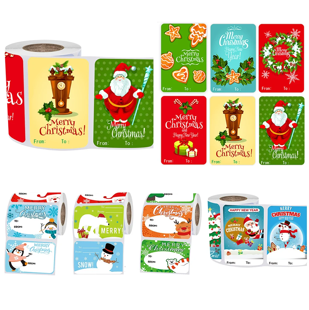

250Pcs Christmas Stickers Cartoon Snowman The Christmas tree Santa Claus Decorative Stickers Wrapping Gift Box Label Stickers