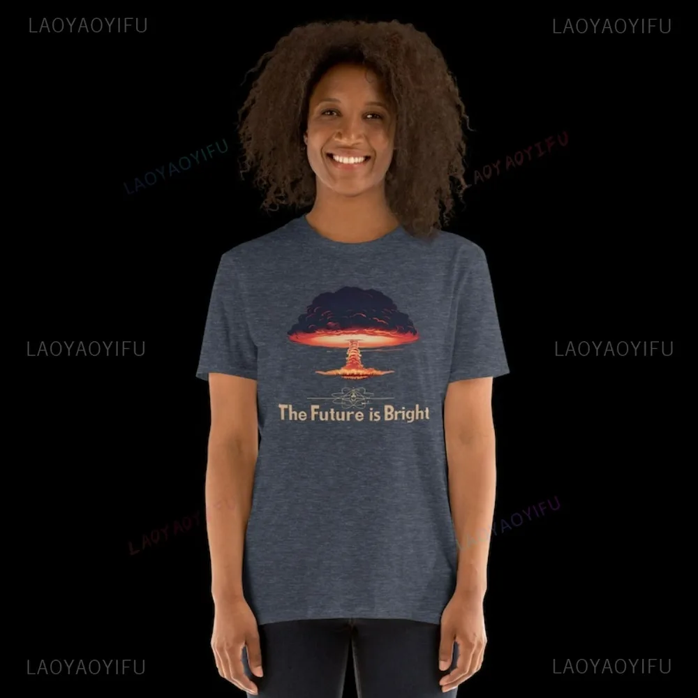 Фото Хлопковые футболки «Будущее ярко» Ядерная бомба Fall Out Explosion World Peace Niche Design Sense A Nuclear-free World Unisex №5
