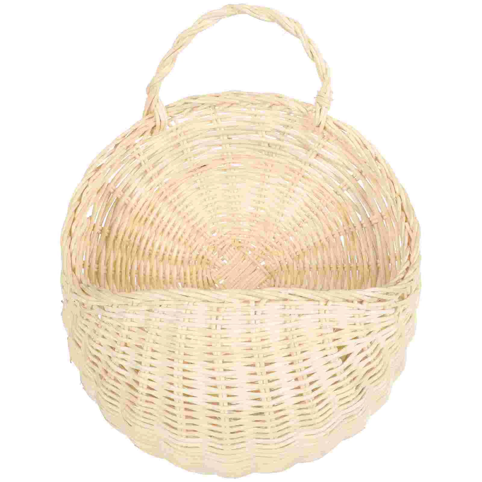 

Basket Flower Hanging Pot Wall Rattan Woven Storage Wicker Box Handle Bucket Organizer Kitchen Plantliner Country Floral Planter