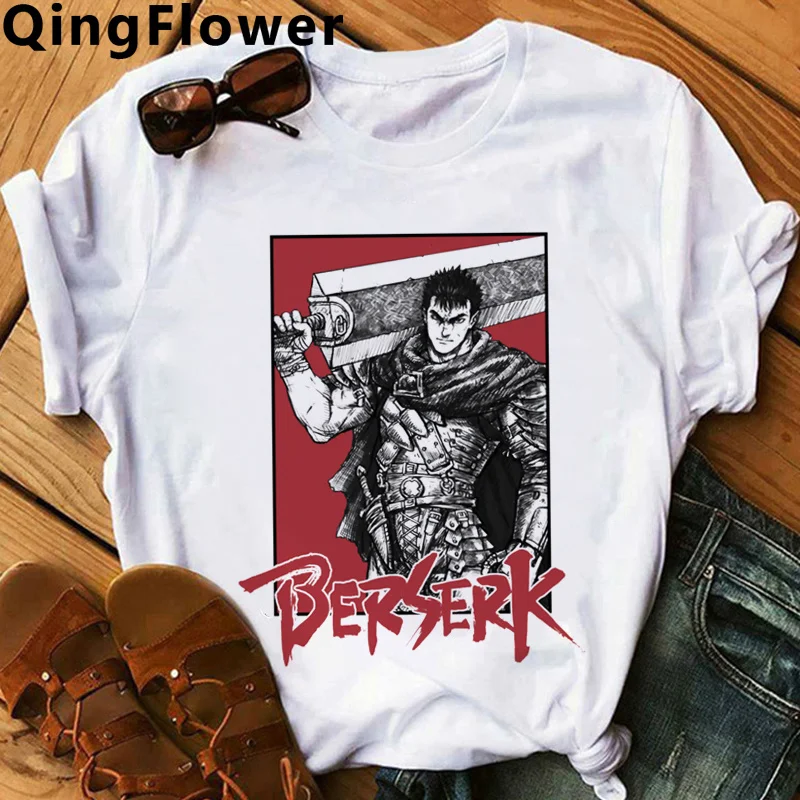 

Berserk Guts summer top men streetwear harajuku kawaii white t shirt print clothes summer top streetwear graphic tees women