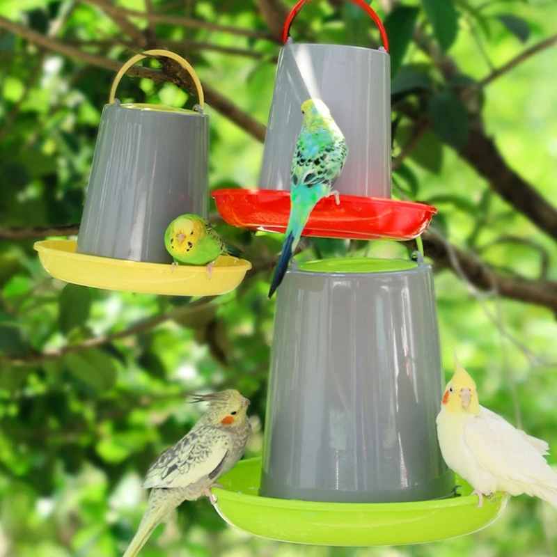 

Hanging Bird Feeders Chicken Feeder with Lid for Poultry 1.5L Easy To Refill