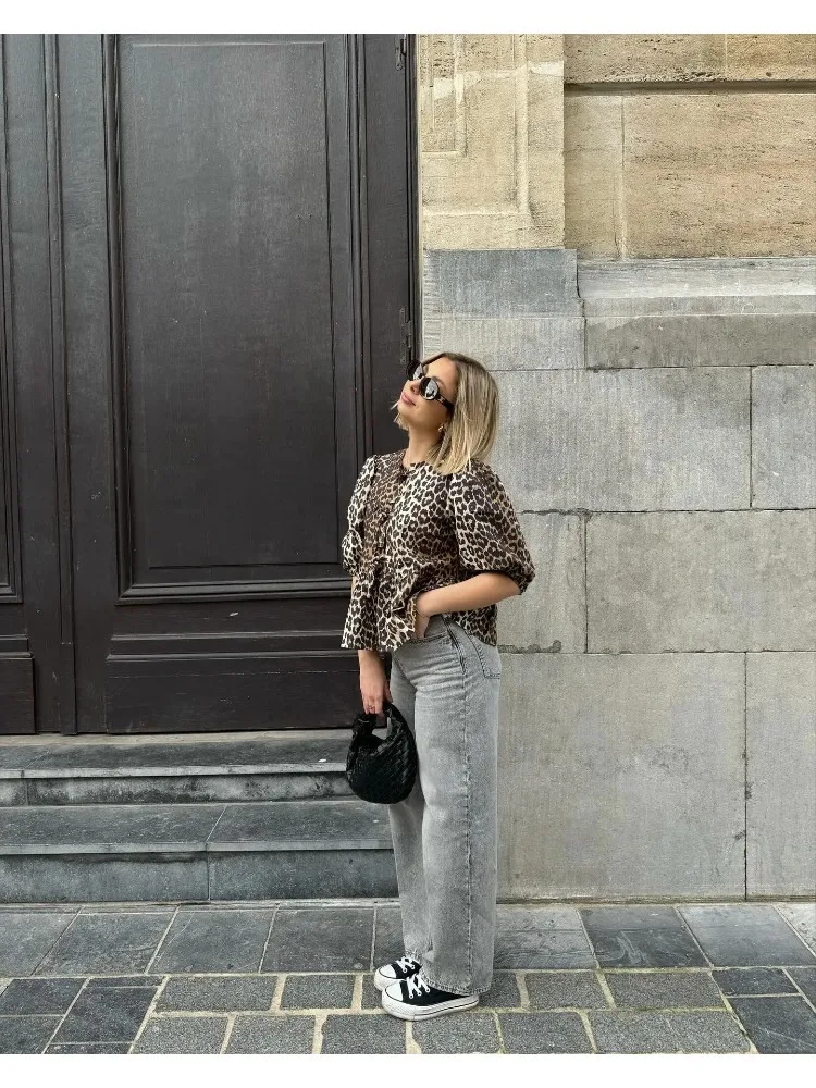 Блузка женская с круглым вырезом Свободный Топ на шнуровке рубашка в стиле ретро