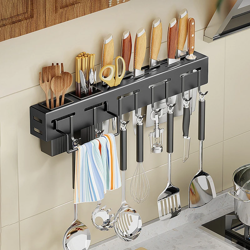 

Kitchen Organizer Spices Aluminum Multifunction Kitchen Shelf Storage Rack Wall-mounted Kitchen Organizer for Spices