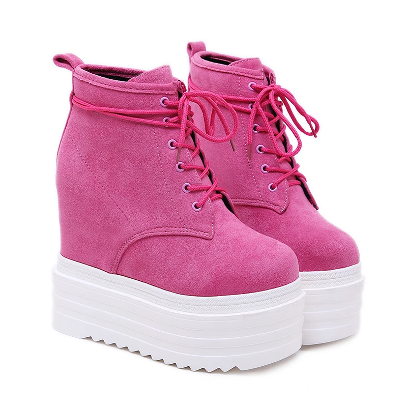 

Женские осенние кроссовки, обувь на платформе с высоким верхом, женские повседневные ботинки из натуральной кожи, женские ботинки с увеличе...