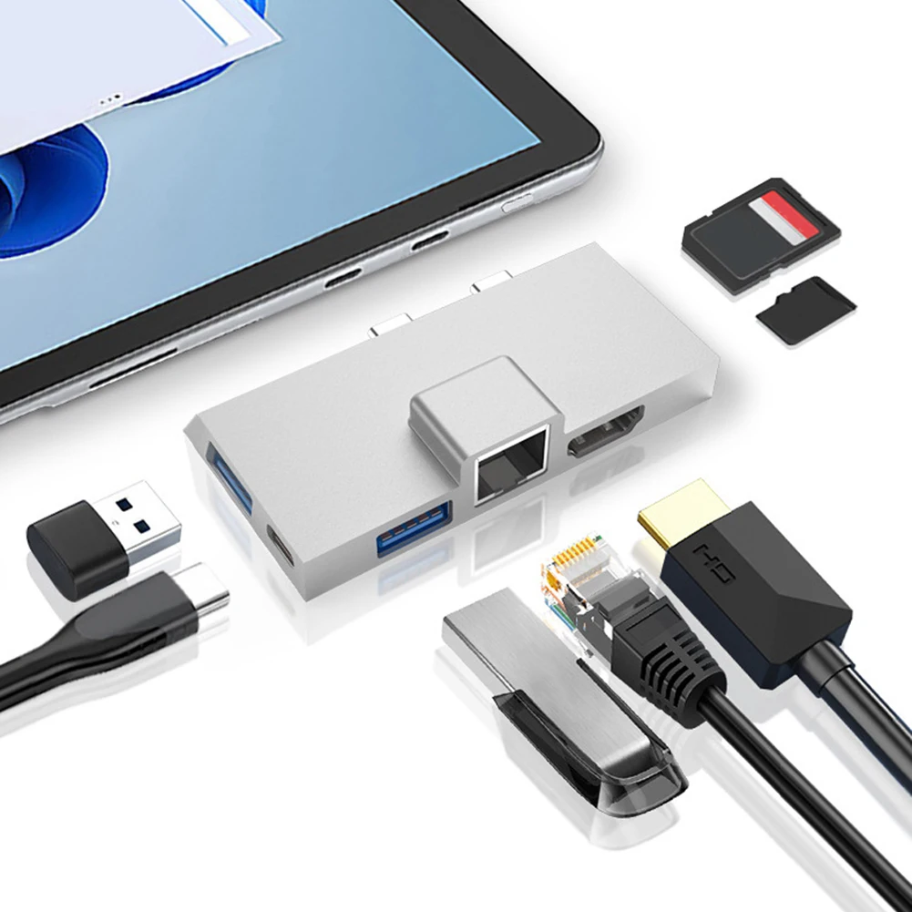 Док-станция для Microsoft Surface Pro 8 9 X Type-C, 4K HDMI, RJ45, USB 3,0
