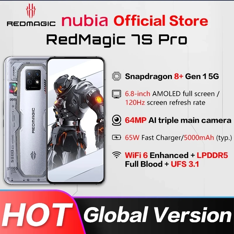 Nubia-teléfono RedMagic 7S Pro para videojuegos, 6,8 pulgadas, Snapdragon 8 + Gen 1, Octa Core, Triple cámara de 64MP, NFC, estreno mundial