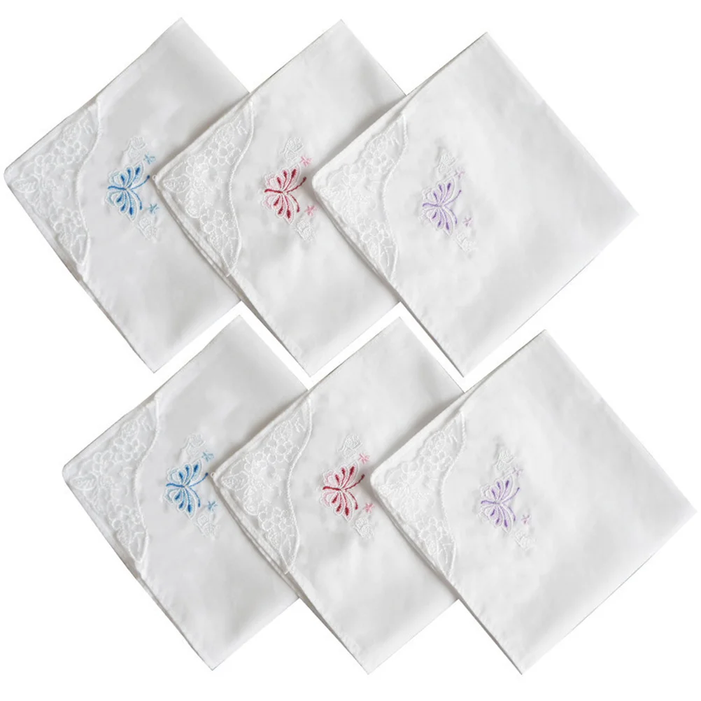

Handkerchiefs Lace Handkerchief Women White Vintage Pocket Embroidery Wedding Tea Party Cotton Ladies Womens Shower Lady Gift