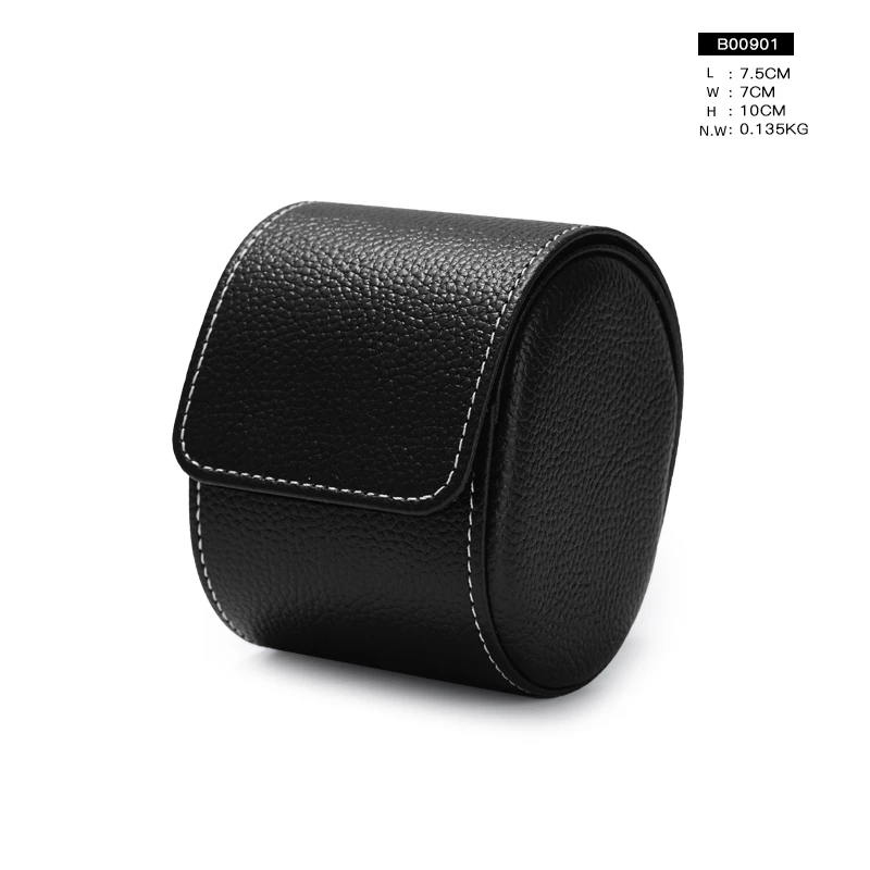 Oirlv New Black PU Leather Watch Storage Box With Velvet Insert Red /Black Portable Watch Bag Travel Watch Organizer With Button