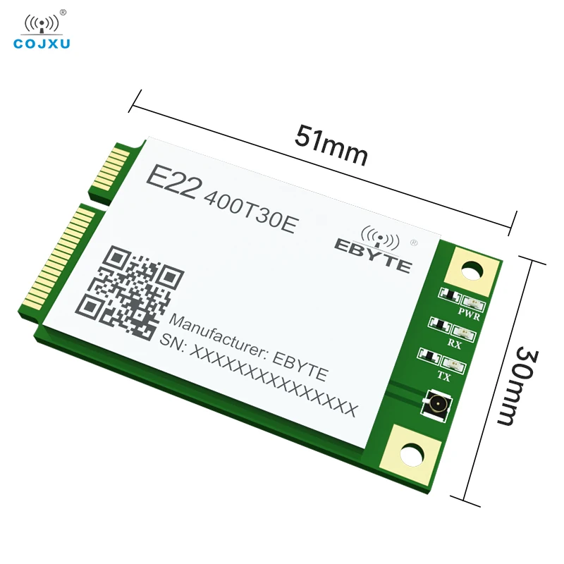 Wireless LoRa Spread Spectrum Module 433MHz MINI PCI-e Standard Interface COJXU E22-400T30E UART/RS485/RS232/USB 30dBm 10KM RSSI