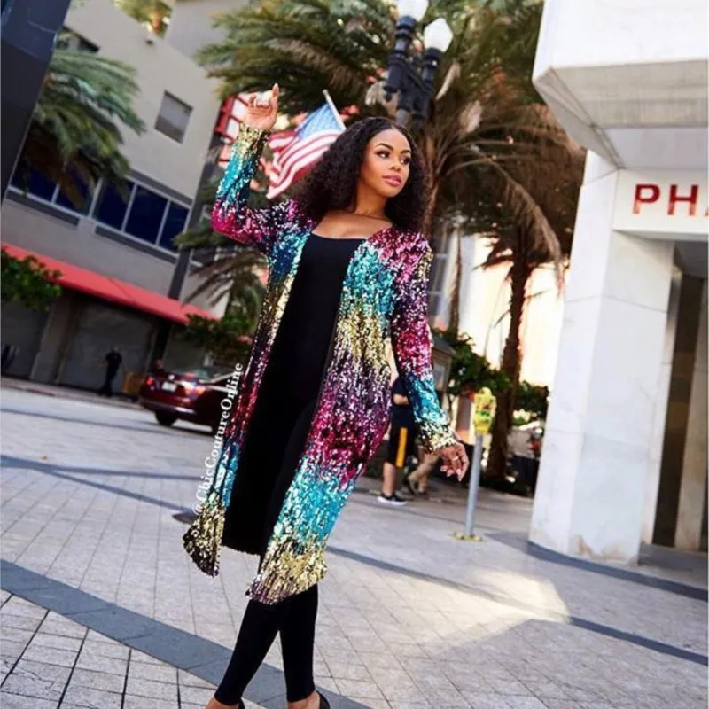 Уличная одежда с блестками SUSOLA длинные пальто женская куртка Женская