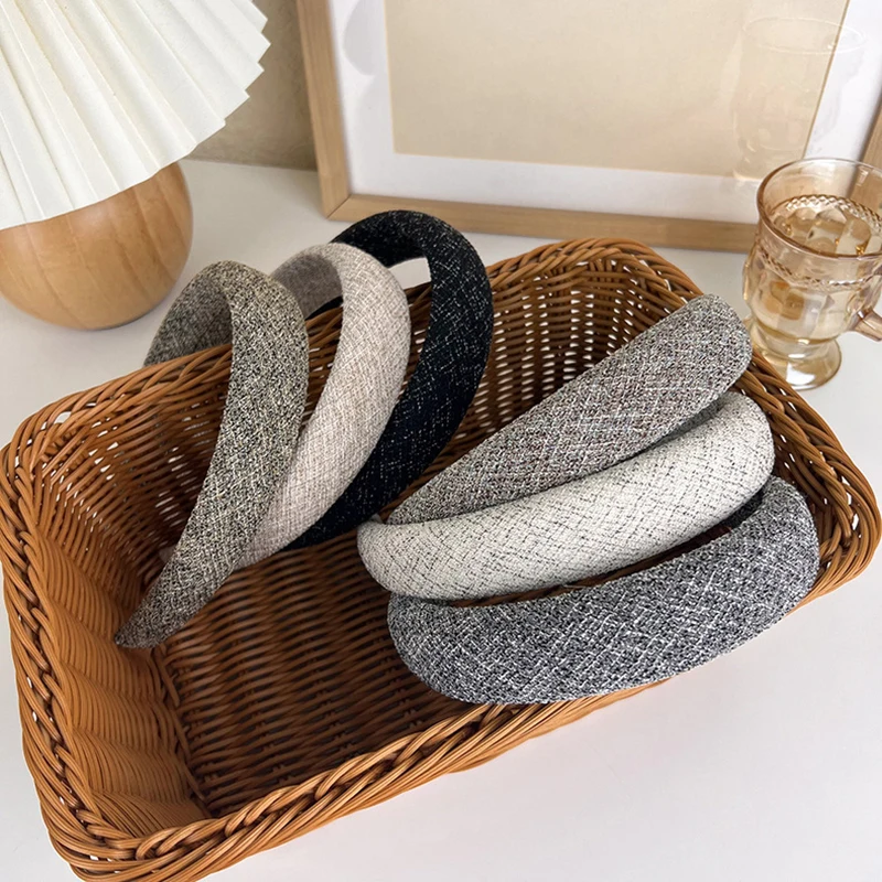 

Sweet Casual Plaid Headband Elegant Women Wild Wide Side Hair Band Vintage Classic Hair Hoop Fashion Trend Hair Accessories