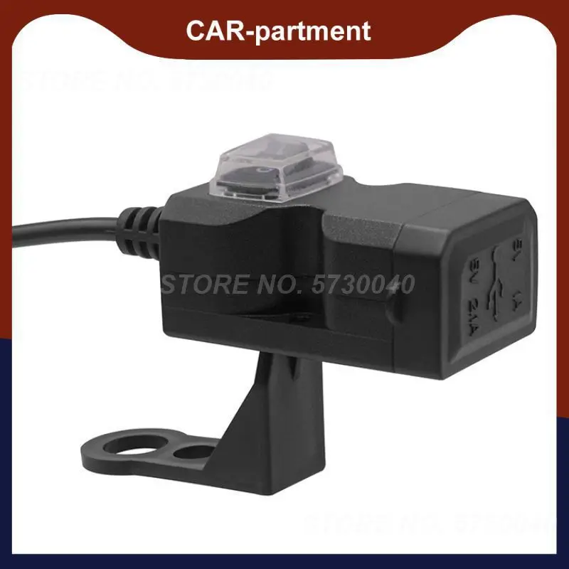 

9V-24V Universal Motorcycle Handlebar Waterproof Dual USB Socket Charger with Switch Double Mount Power Adapter for Mobile Phone