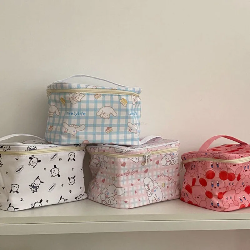 

Kawaii Anime Sanrioed Cosmetic Bag Cartoon Cute Cinnamoroll Pochacco Kirby Large Capacity Portable Handbag Storage Bag Toy Gift