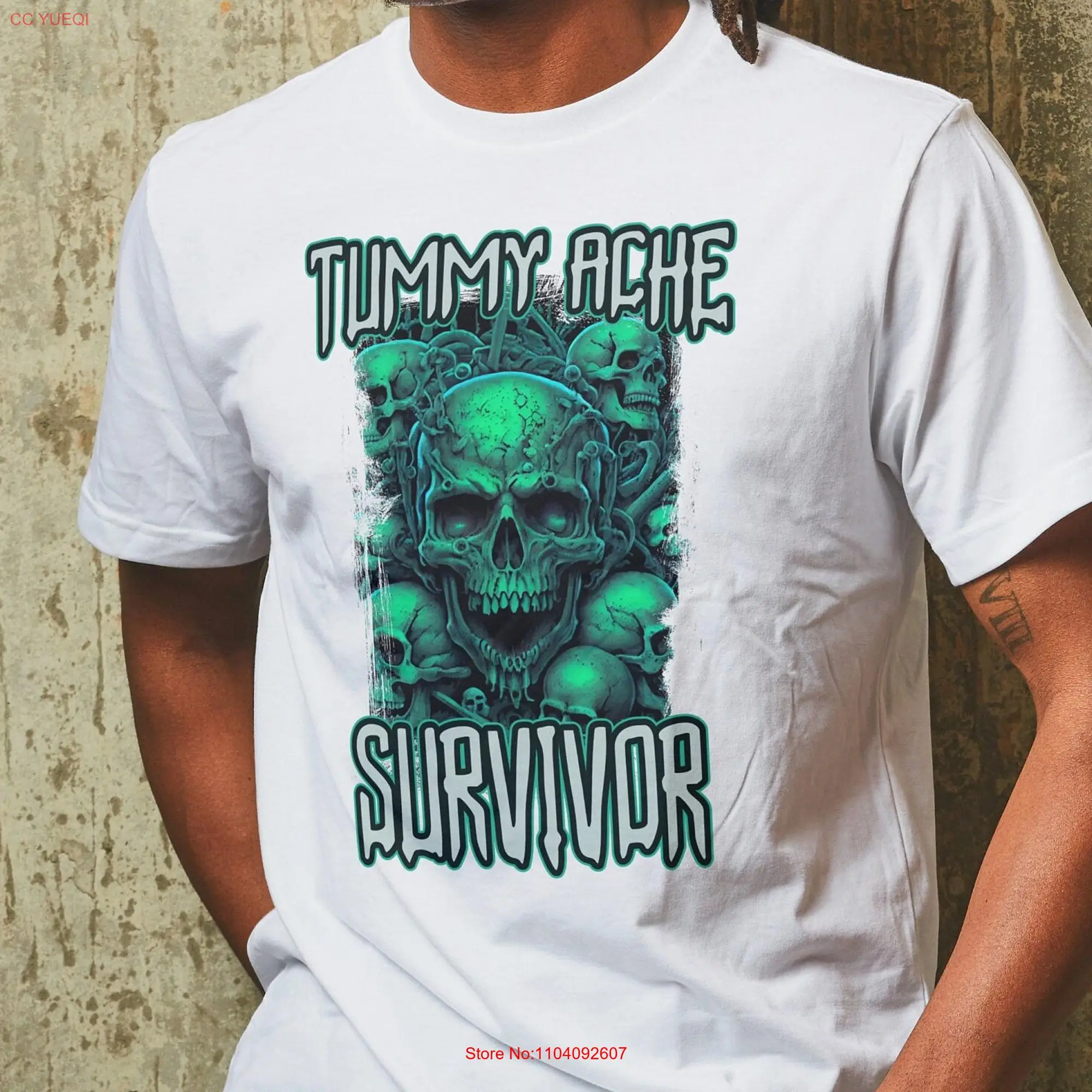 Футболка с длинным или коротким рукавом рисунком черепа