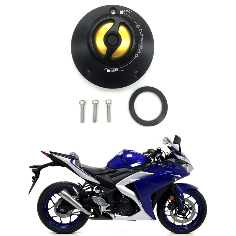 

Motorcycle Fuel Tank Cap Gasoline Cover Replacement Quick Release Cap For YAMAHA YZF R1 R3 R6 R15 R25 MT07 CNC Gold