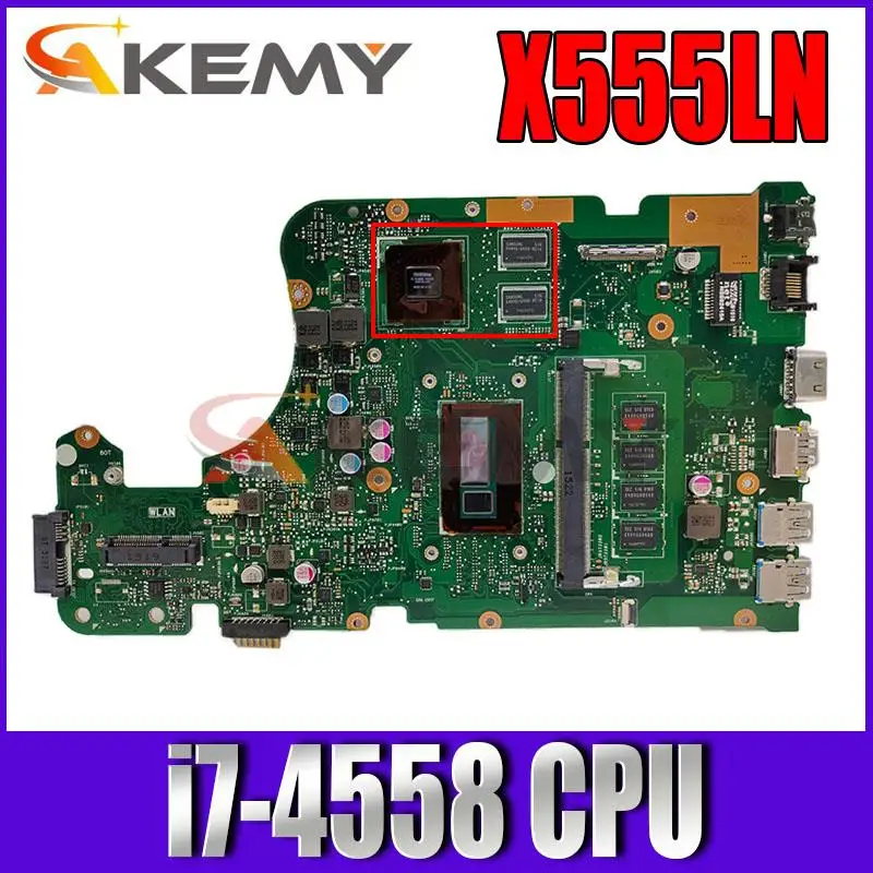 

Материнская плата X555LN X555LD REV: 3,1 для ноутбука Asus F555L K555L A555L X555LD X555LN X555L, материнская плата i7-4558, процессор