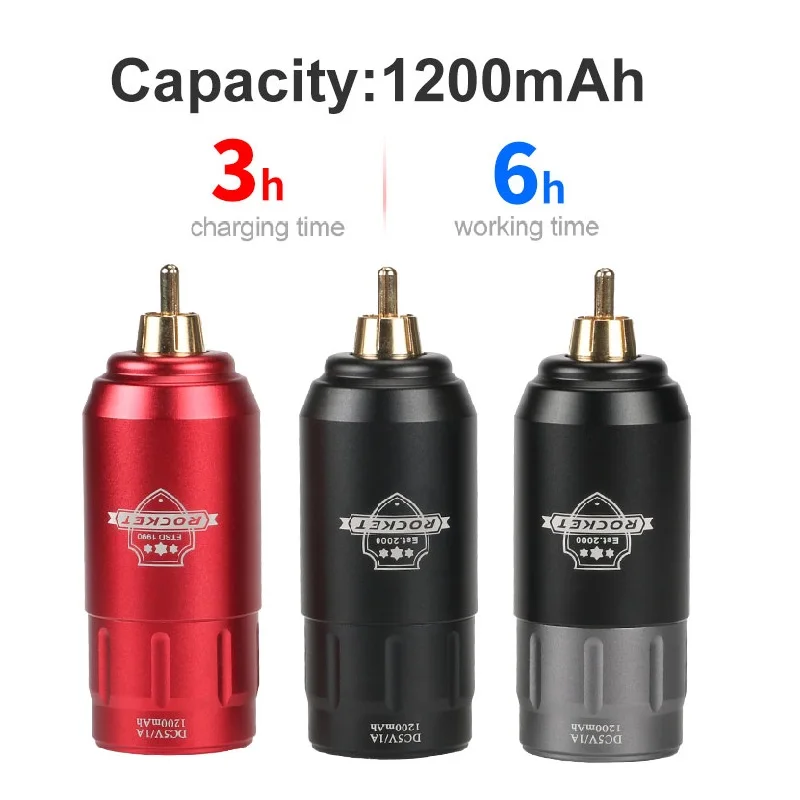 Фото Rocket Mini Tattoo Power Supply Wireless Rotary Tattoo Battery Источник для тату-машины Pen Tattoo Power RCA Connection 1500mAh №3