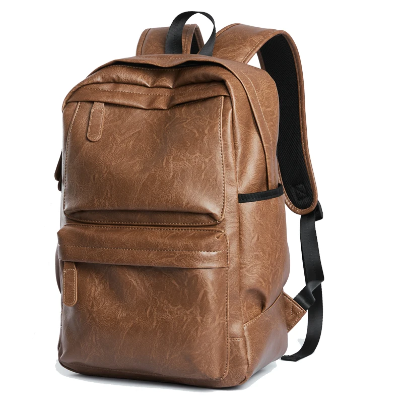 

High Quality Leather Men 15.6 inch Laptop Fashion Backpack Waterproof Travel Rucksack Anti-theft Zipper Business Mochila