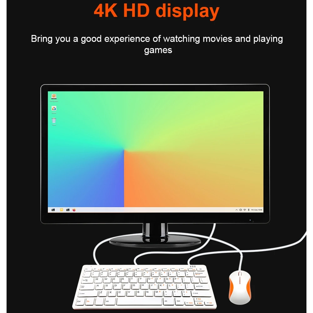 

For Orange Pi 800 Mini PC 4GB LPDDR4 RAM 64GB EMMC 6-Core 64-Bit Rockchip RK3399 Development Board PC Keyboard US Plug