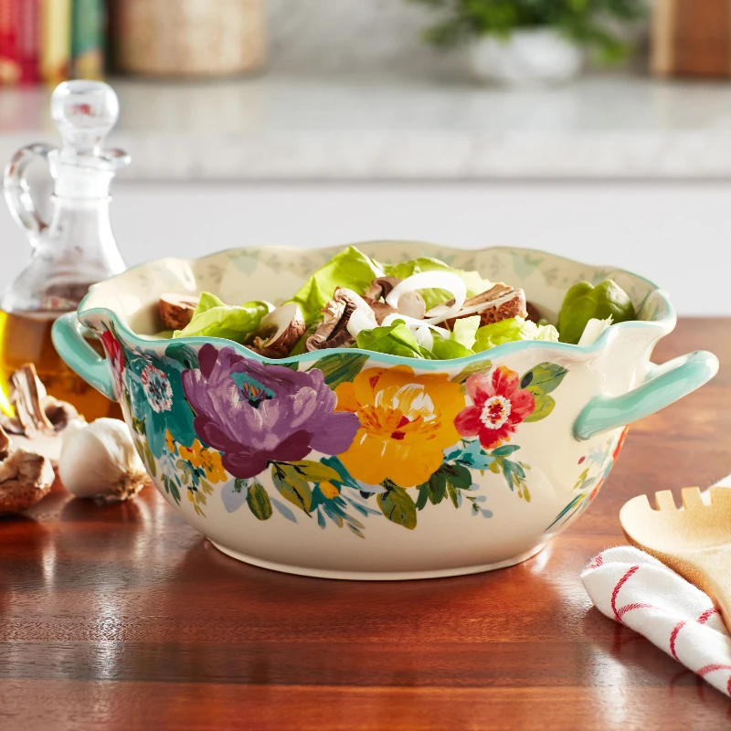 

Sweet Romance Blossom 9.9-Inch Serving Bowl with Handles