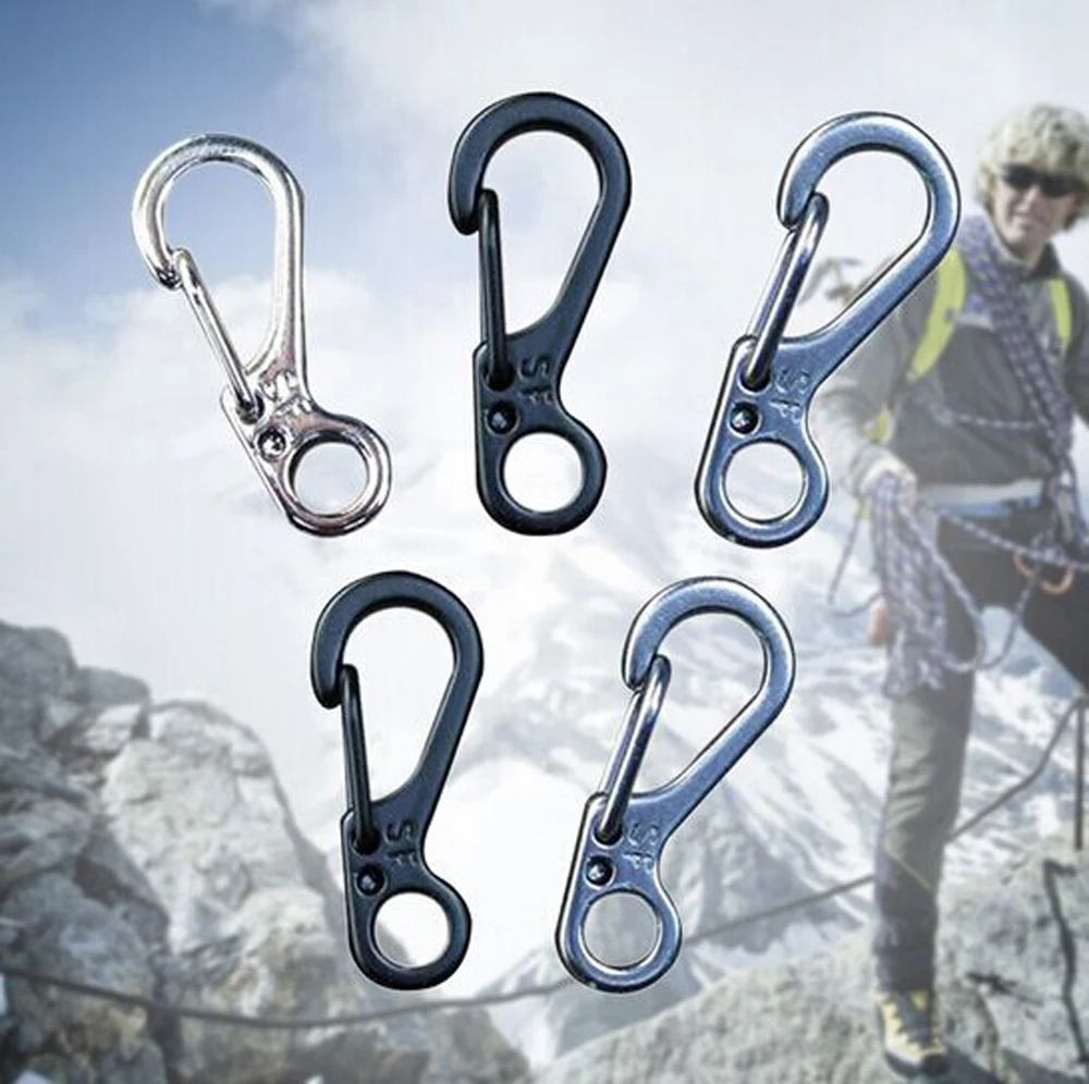 3Pcs Spring Buckle Snap Alloy Nickel-free Plating Mini Key Ring Carabiner Bottle Hook Paracord Camping Accessories