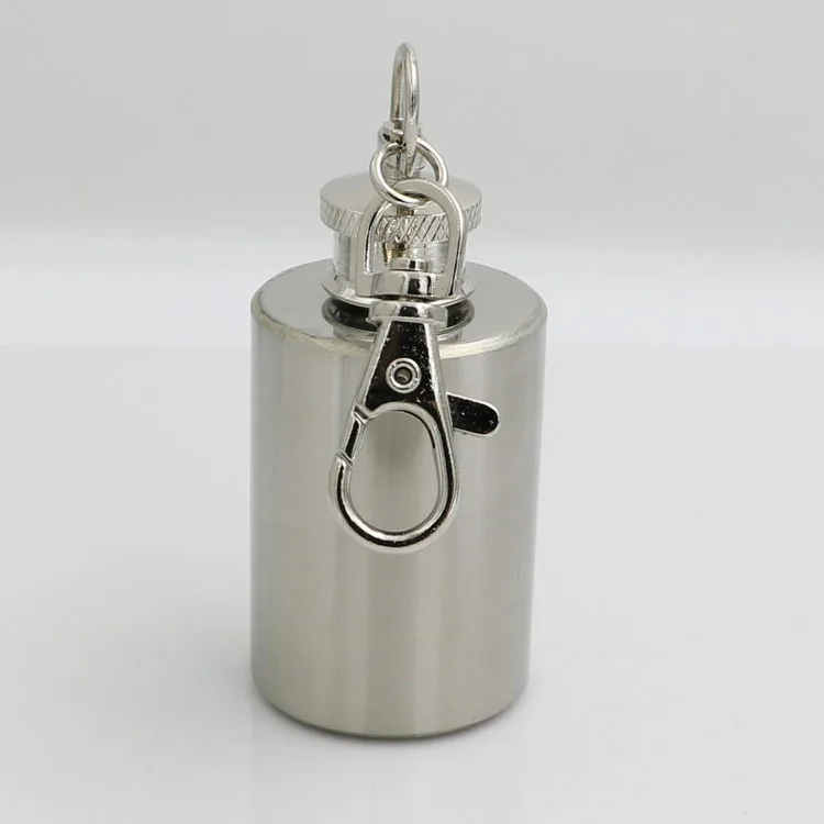 

1oz Stainless Steel Portable Flagon Mini Cylindrical Hip Flask Whisky Wines Container with Keychain Funnel
