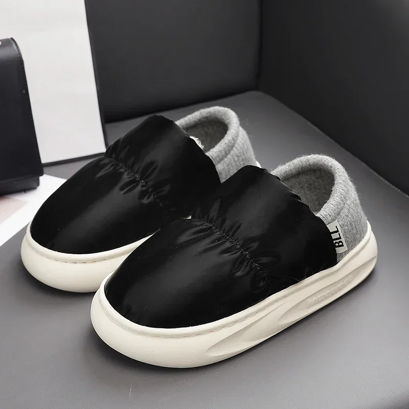 

Winter Cotton Slippers New Fashion Fleece Waterproof Non-slip Warm Snow Boots Furry and Comfortable Outdoor Casual Men's Shoes