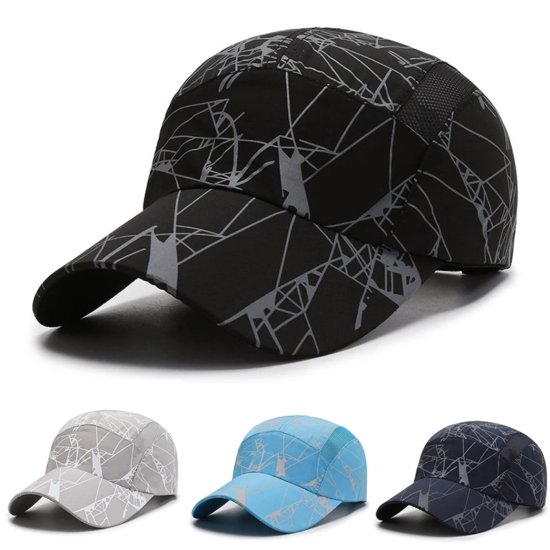

Summer Quick Dry Mesh Men Baseball Cap Outdoor Sport Visor Portable Sun Hats Male New Breathable Geometric Printed Caps
