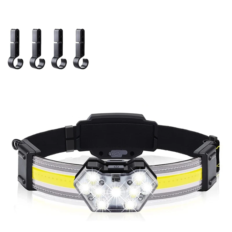 

Налсветильник фонарь, 270 ° широкий луч с задсветильник фонарем, IPX4 водонепроницаемый, COB прожексветильник с 4 зажимами для шлема, для езды на ...