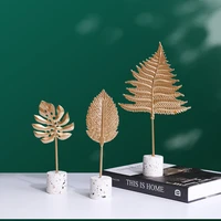 nordic leaf ornaments golden iron monstera feather decoration home decor living room tv cabinet desktop small craft