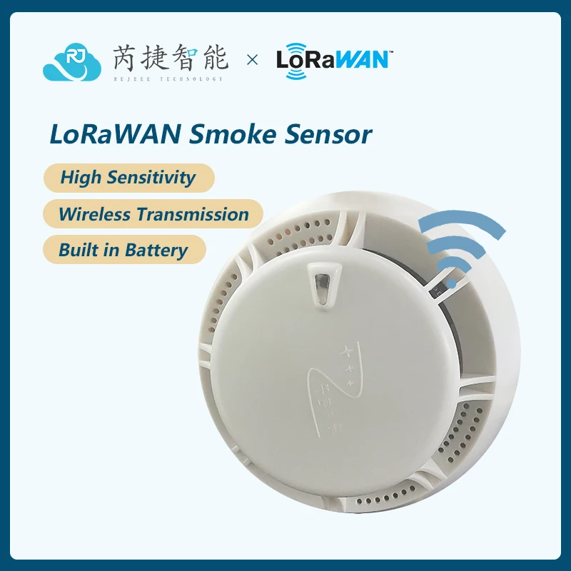 Rejeee LoRaWAN Smoke Sensor, Buit in Battery, Compatible with TTN, Chirpstack, Loriot