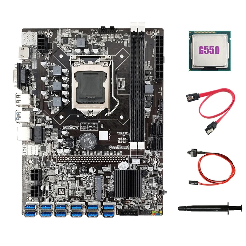 Материнская плата B75 ETH Miner 12 PCIE на USB3.0 + G550 CPU термальная смазка SATA кабель