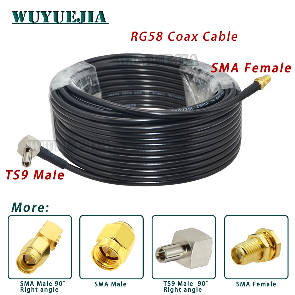 

RG58 Cable SMA Male to TS9 Male Right Angle Plug SMA Female 50Ohm RF Coaxial Pigtail WIFI 3G Modem Extension Cord Jumper Adapter