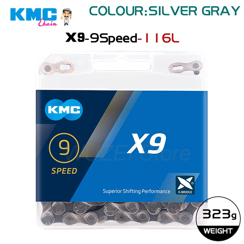 

Цепь велосипедная Kmc x9 x9.93 z9, 9 скоростей, 116L 9/18/27