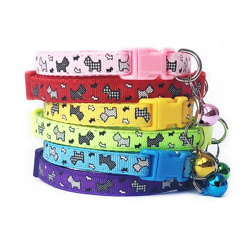 

1 PC New Printing Dog Pet Accessories Cat Dog Puppy Buckle Small Size Safety Dot With Bell Fashion Nylon Polyester Collar