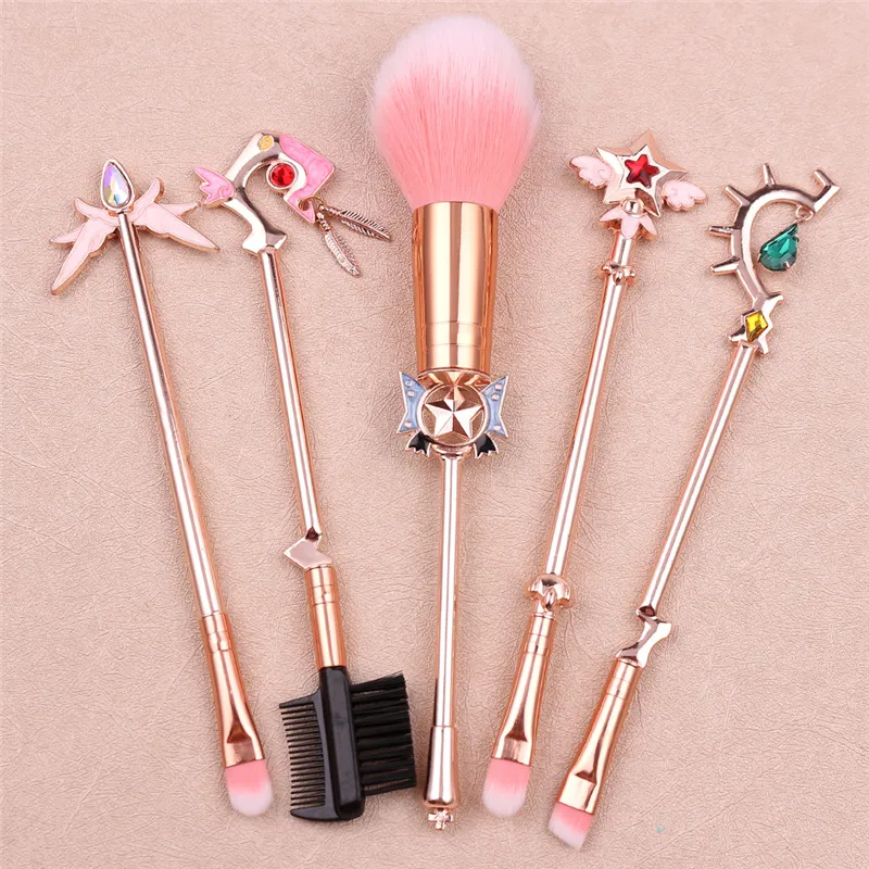 

5pcs/set Magic Girl Makeup Brushes Beauty Tools Eyebrow Eyeliner Lip Makeup Brush Sets Professional Blushes Kit