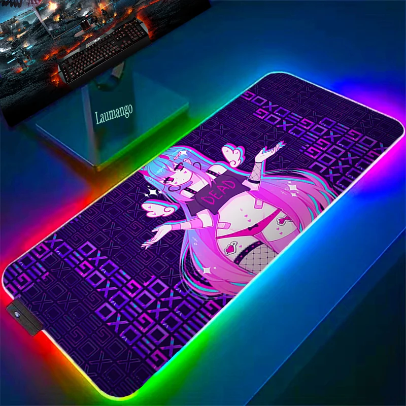 

Большой RGB коврик для мыши Geoxor Moneko, компьютерная игровая клавиатура, полная подсветка, игровые аксессуары для настольных компьютеров, Xxl ков...