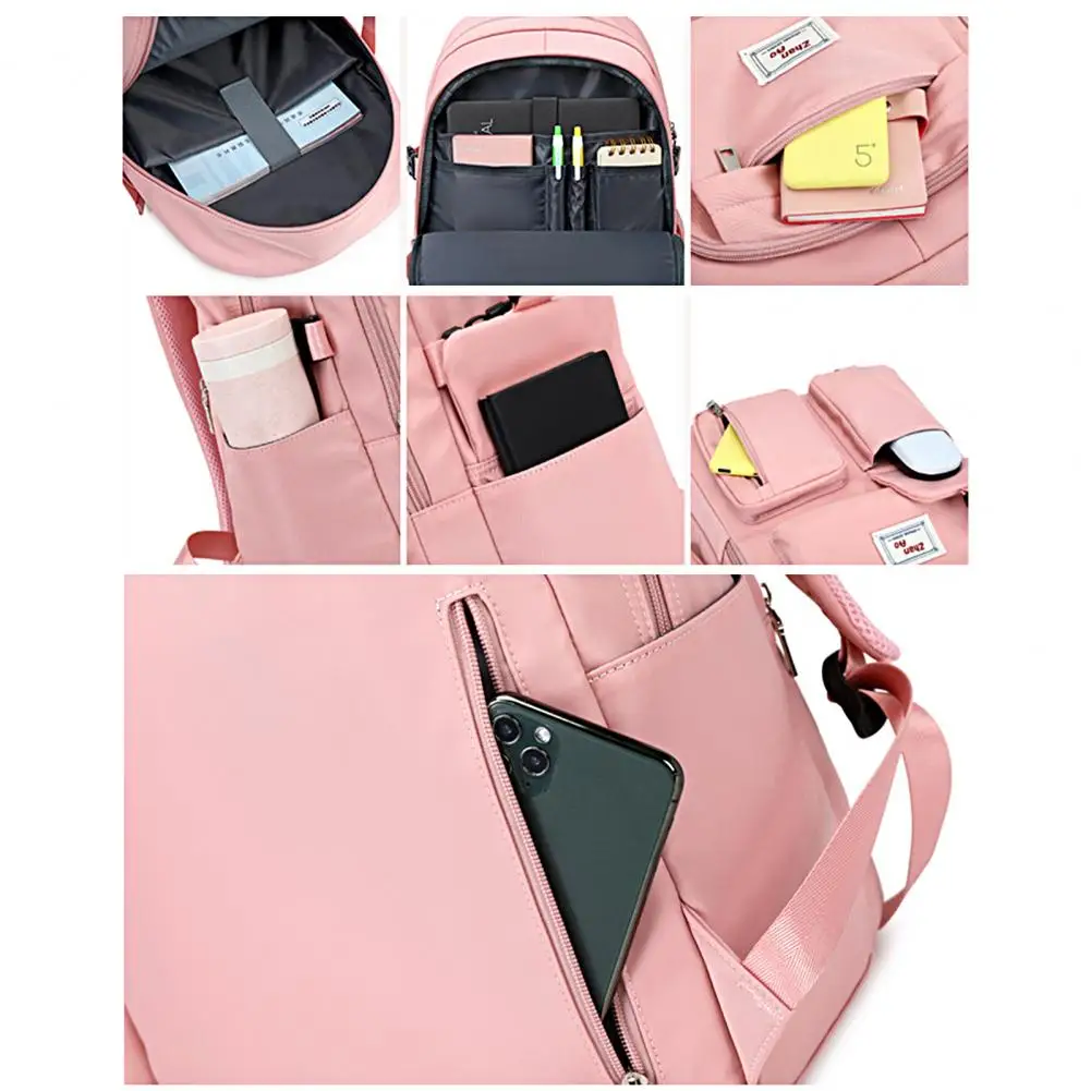 

Breathable Convenient Wear-resistant Laptop Backpack Solid Color for Junior High School Students
