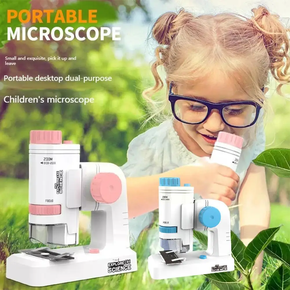 

80-200x Handheld Mini Microscope With Led Biological Explore Tool Microscope Science Children Microscope Gift Present Kid F5m1