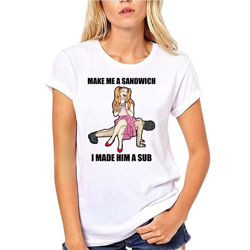 

Забавная Женская и мужская футболка «сделай мне сэндвич» с коротким рукавом, повседневная графическая футболка унисекс, модная уличная оде...