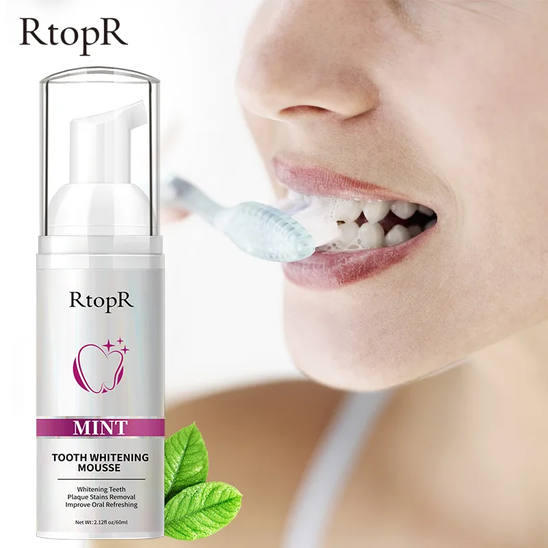 Whiten Teeth RtopR Mint Tooth Whitenging Mousse Oral Cleaning Whitening Teeth Plaque Stains Removal Remove Odor Oral Refreshing