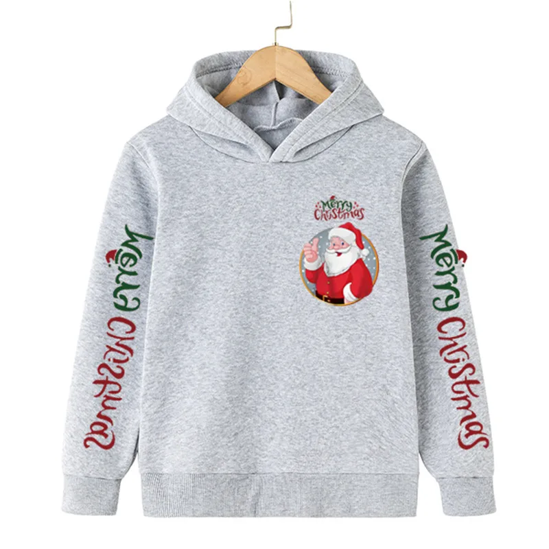 

Boys Girls Santa Claus Long Sleeves Harajuku Hoodies Clothing Merry Christmas Spring And Autumn Sweatshirts Clothes 4-14 Yrs Old