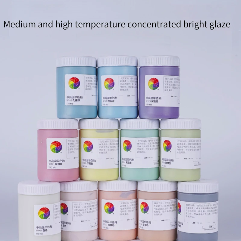

12colors 140ml/bottle Medium and High Temperature Bright Monochrome Glaze High Quality Concentrated Underglaze Painting Supplies