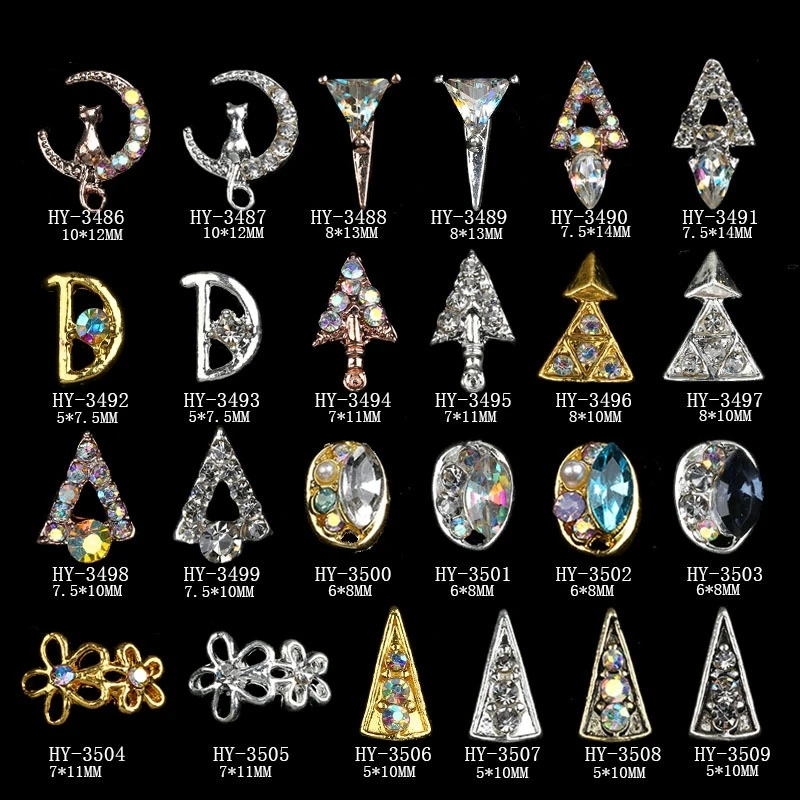 

Colorful Rhinestone Nail Art Decoration Gold Gemstone Nail Rhinestone Decoration Moon Cat Star Triangle D Shaped Jewelry Design