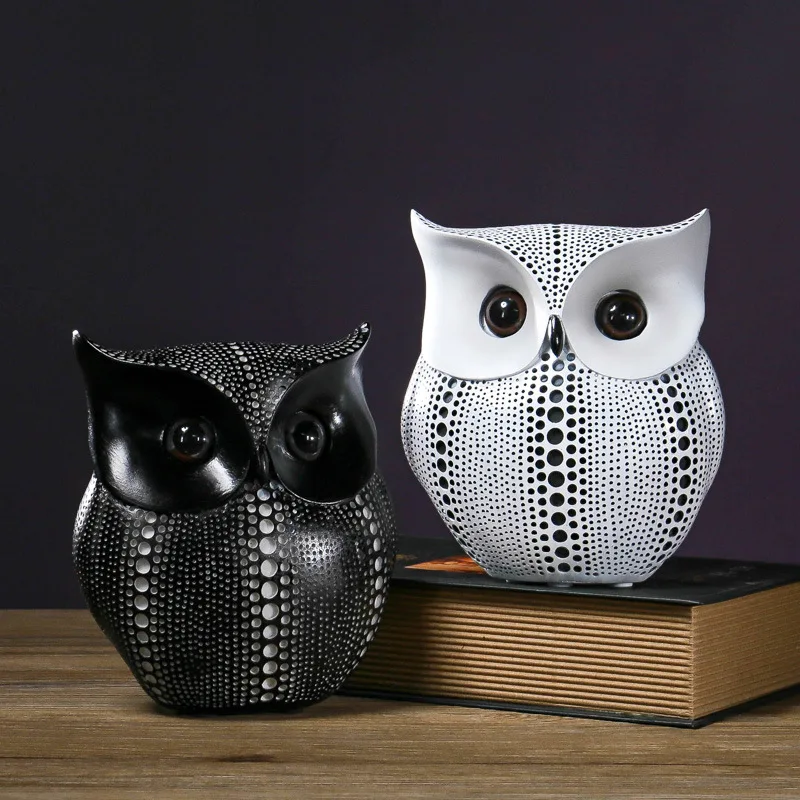 

Nordic polka dot owl decoration living room home desktop gift decoration resin animal creative art soft decoration