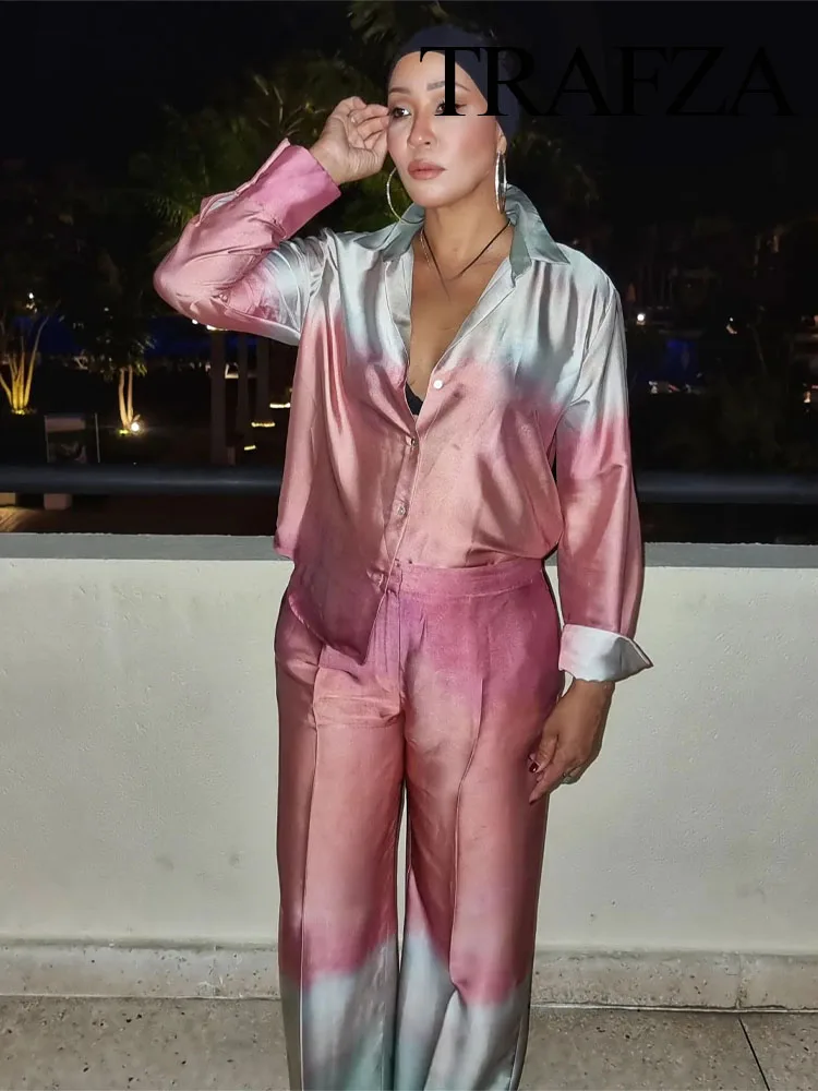 TRAFZA женские комплекты с отложным воротником и длинными рукавами однобортные