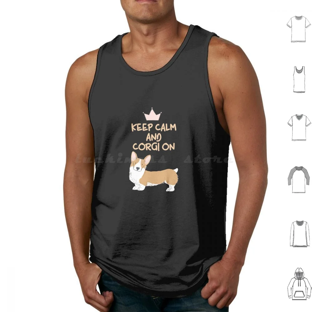 

Keep Calm And Corgi On Tank Tops Print Cotton Animal Baby Breed Breed Welsh Corgi Pembroke Butt Canine Cardigan Cartoon