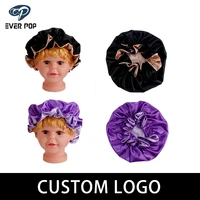 Custom logo Kids Over Size Reversible 2 Color Satin Bonnets Sleeping Bonnet Virgin Hair Extentions Wig Hairs Sleep Caps